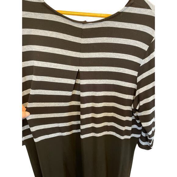 J. Jill Wearever Collection Black Stripe Box Pleated Dress Fleece Lined XL - Picture 8 of 10